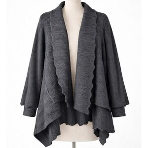 JOSEPH 100% Wool Black Heavy Chunky Knit Waterfall Cardigan Sweater M Luxury